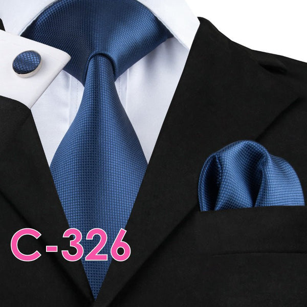 Solid Silk Mens Ties Neck Tie Set For Men Suits Tie Handker - Yahko Merchandise