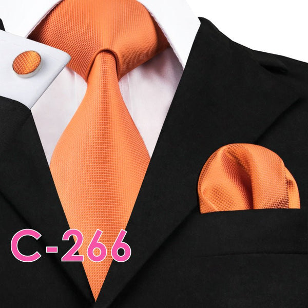 Solid Silk Mens Ties Neck Tie Set For Men Suits Tie Handker - Yahko Merchandise