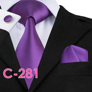 Solid Silk Mens Ties Neck Tie Set For Men Suits Tie Handker - Yahko Merchandise