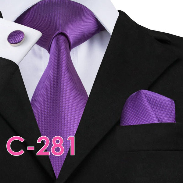 Solid Silk Mens Ties Neck Tie Set For Men Suits Tie Handker - Yahko Merchandise