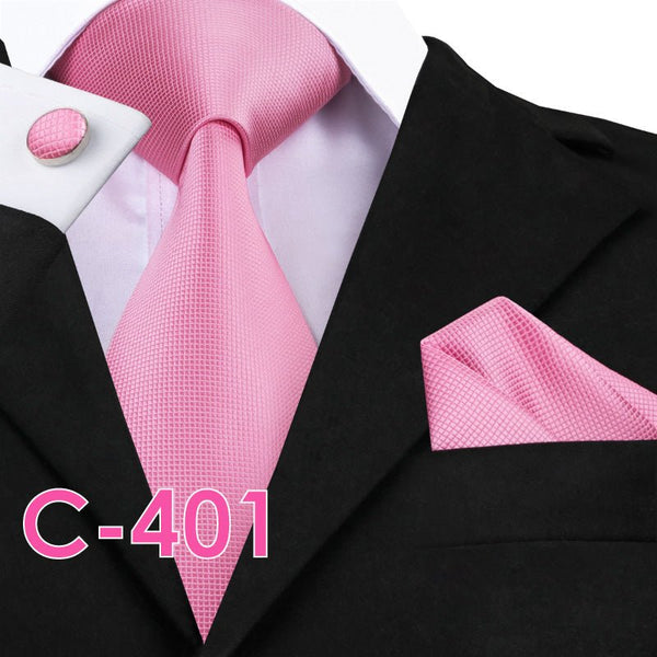Solid Silk Mens Ties Neck Tie Set For Men Suits Tie Handker - Yahko Merchandise