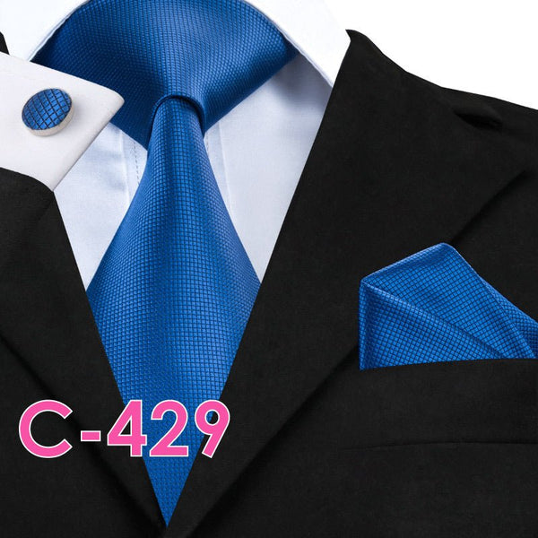 Solid Silk Mens Ties Neck Tie Set For Men Suits Tie Handker - Yahko Merchandise