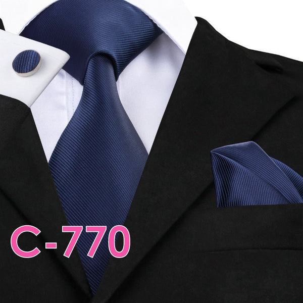 Solid Silk Mens Ties Neck Tie Set For Men Suits Tie Handker - Yahko Merchandise
