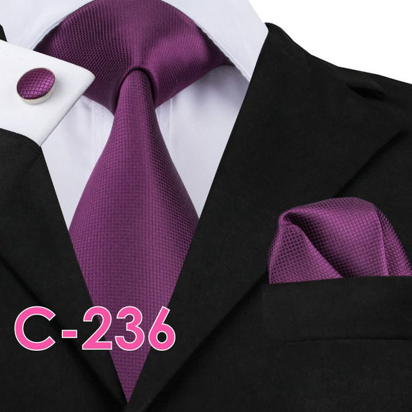 Solid Silk Mens Ties Neck Tie Set For Men Suits Tie Handker - Yahko Merchandise