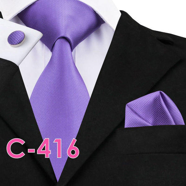 Solid Silk Mens Ties Neck Tie Set For Men Suits Tie Handker - Yahko Merchandise
