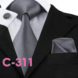 Solid Silk Mens Ties Neck Tie Set For Men Suits Tie Handker - Yahko Merchandise