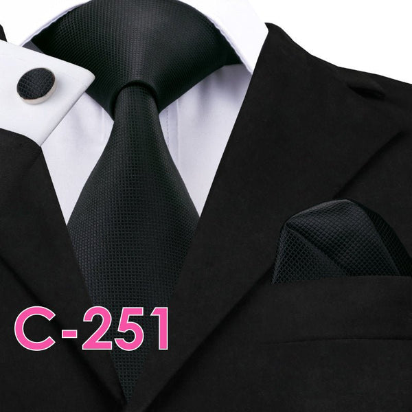 Solid Silk Mens Ties Neck Tie Set For Men Suits Tie Handker - Yahko Merchandise