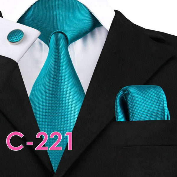 Solid Silk Mens Ties Neck Tie Set For Men Suits Tie Handker - Yahko Merchandise