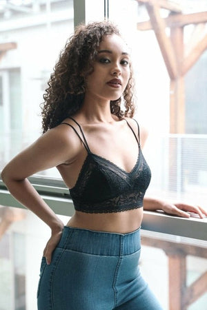 Strappy Back Geometric Lace Bralette - Yahko Merchandise