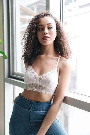 Strappy Back Geometric Lace Bralette - Yahko Merchandise