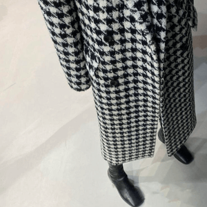 Womens Houndstooth Pattern Long Coat - Yahko Merchandise