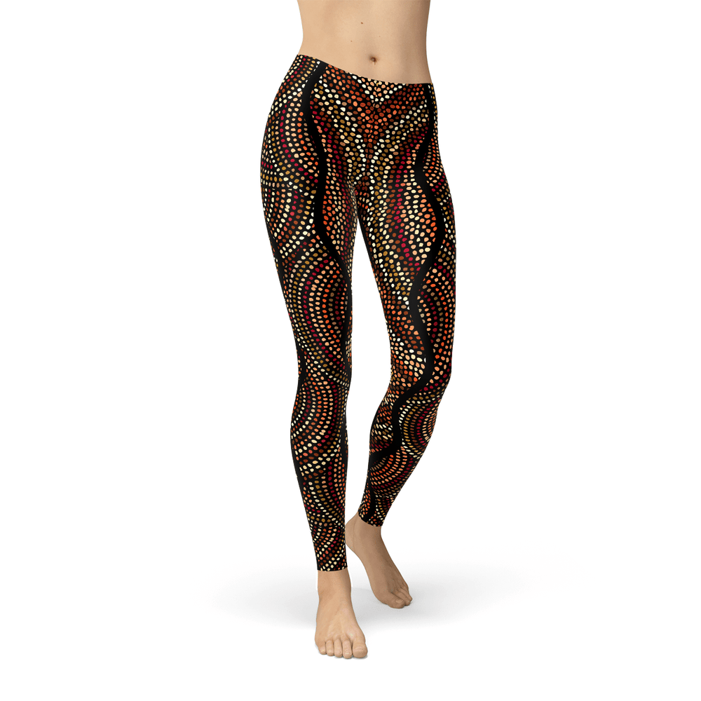 Womens Polka Dots Aboriginal Artwork Leggings (V2) - Yahko Merchandise