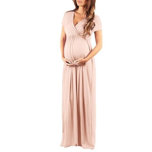 Women's Pregnancy V Collar Short Sleeve Dress - Yahko Merchandise