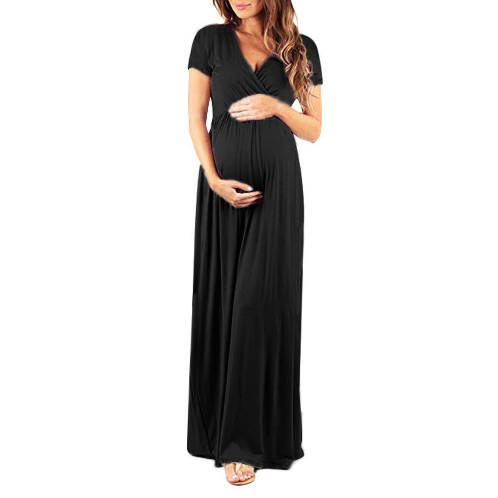 Women's Pregnancy V Collar Short Sleeve Dress - Yahko Merchandise