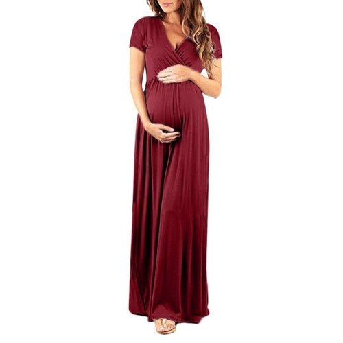 Women's Pregnancy V Collar Short Sleeve Dress - Yahko Merchandise