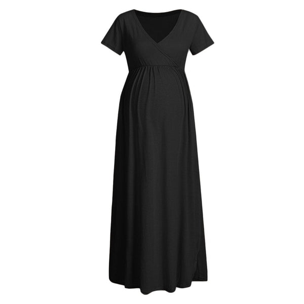 Women's Pregnancy V Collar Short Sleeve Dress - Yahko Merchandise