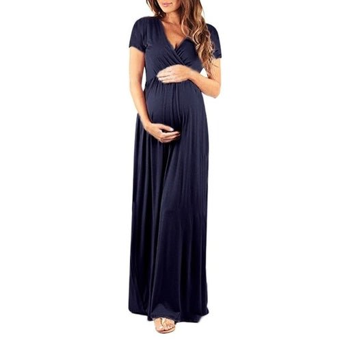 Women's Pregnancy V Collar Short Sleeve Dress - Yahko Merchandise